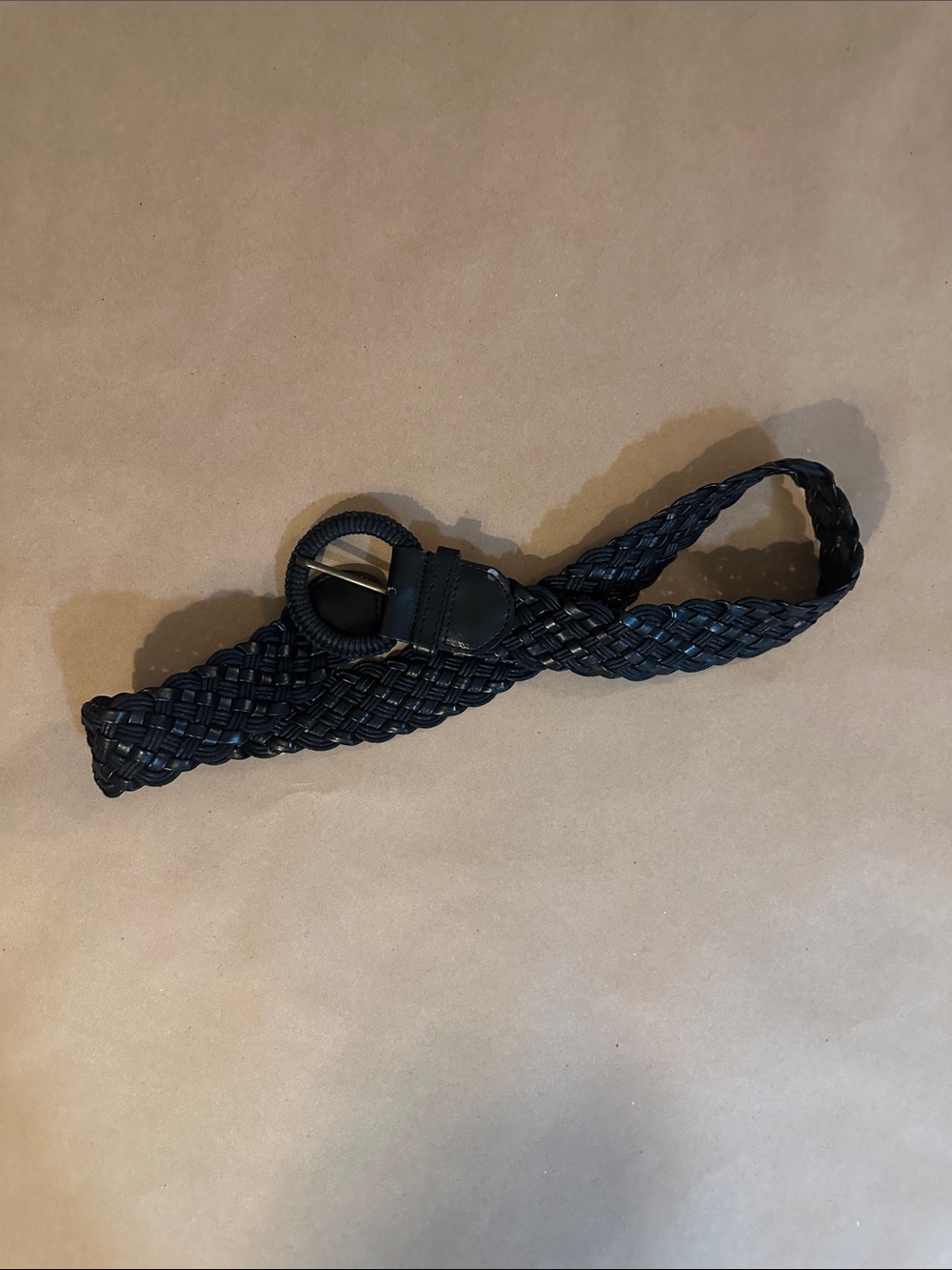 Urban Outfitters Black Braided Belt with Wrapped Round Buckle